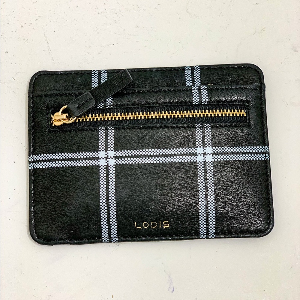 Black & White Plaid Lodis Leather Wallet